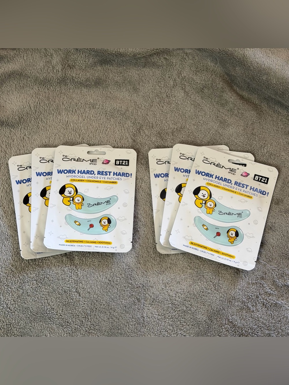 The Creme Shop x BT21 'Work Hard, Rest Hard' Hydrogel Under Eye Patches 6 Pairs